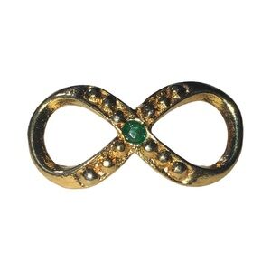Genuine Emerald 24 Karat Gold Electroplated by Harriet Carter Lapel Pin Infinity
